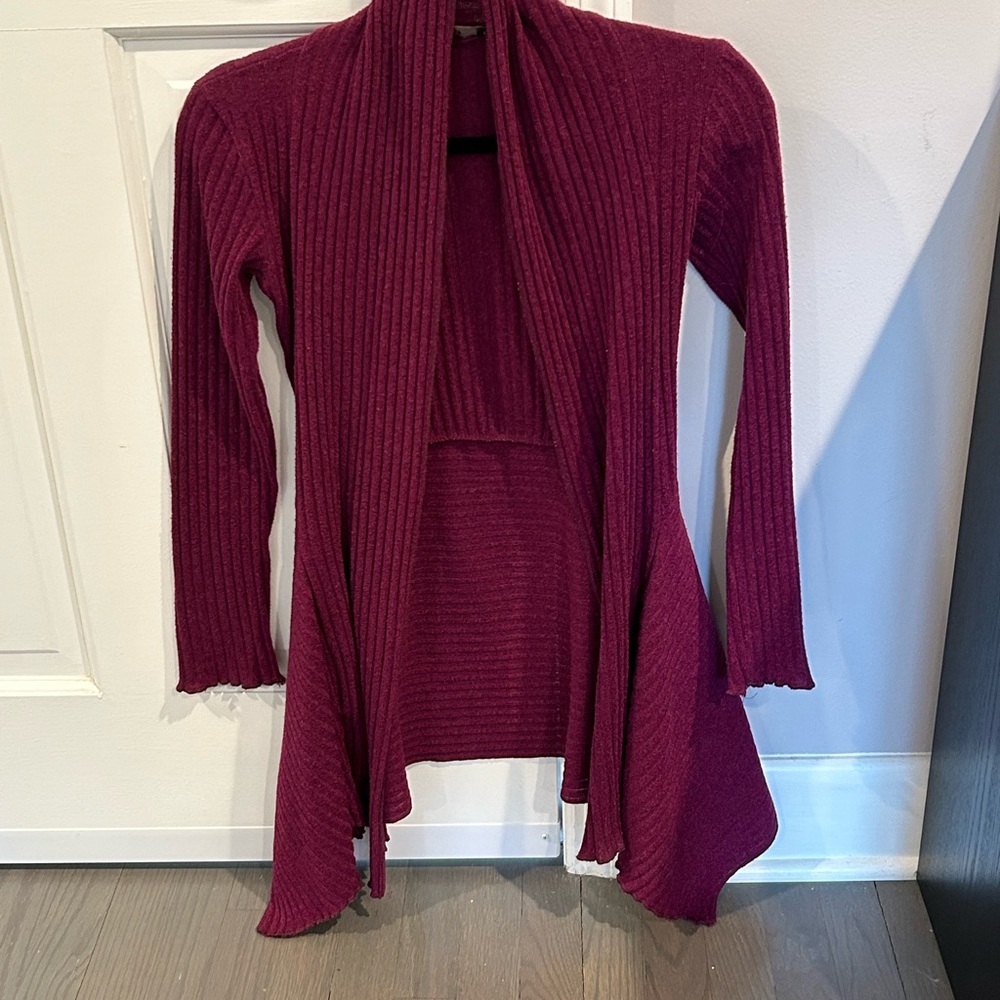 Beetroot Ribbed Knit Cardigan Sweater y.